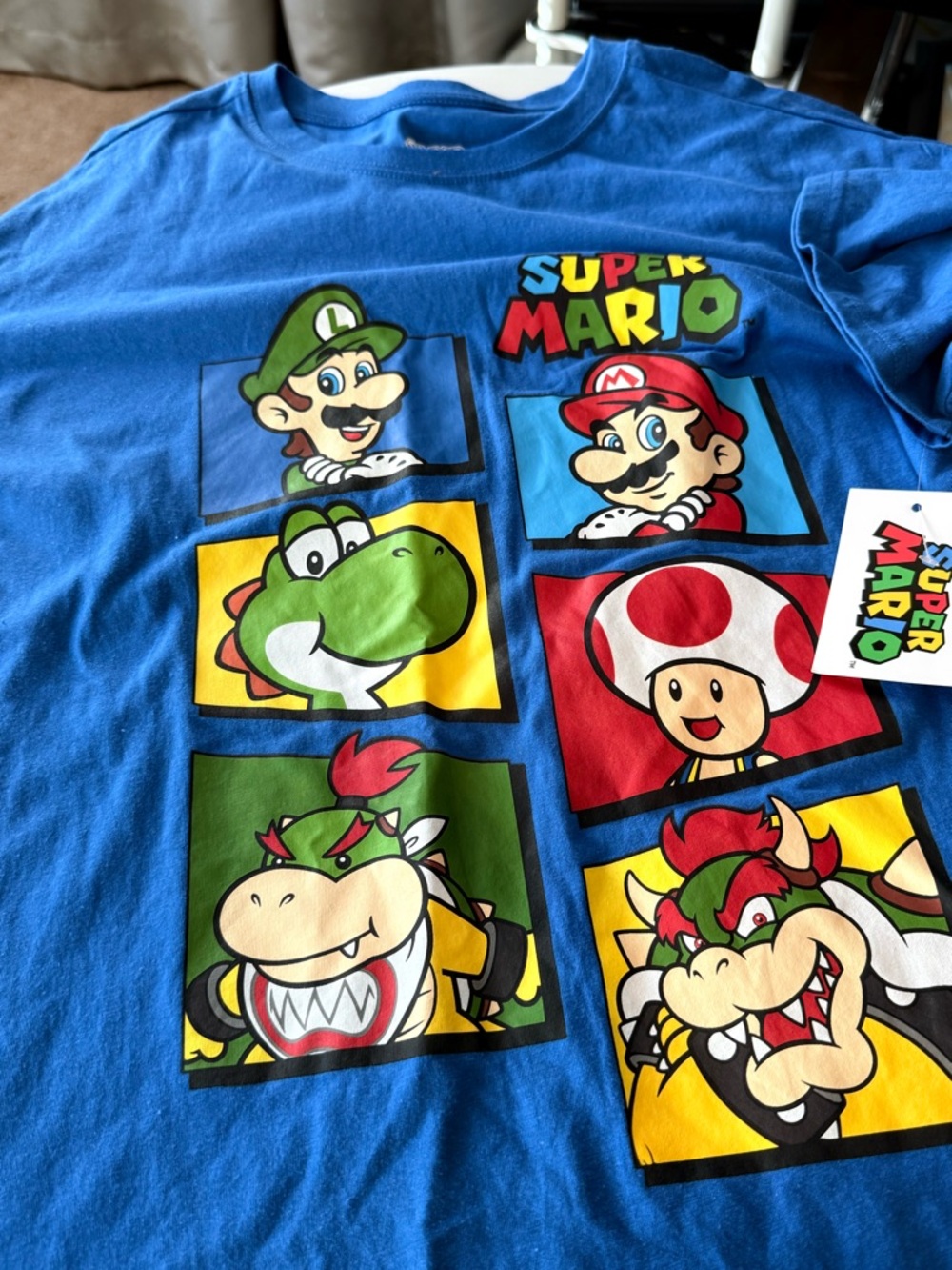 Super Mario Blue Character Panel Tee